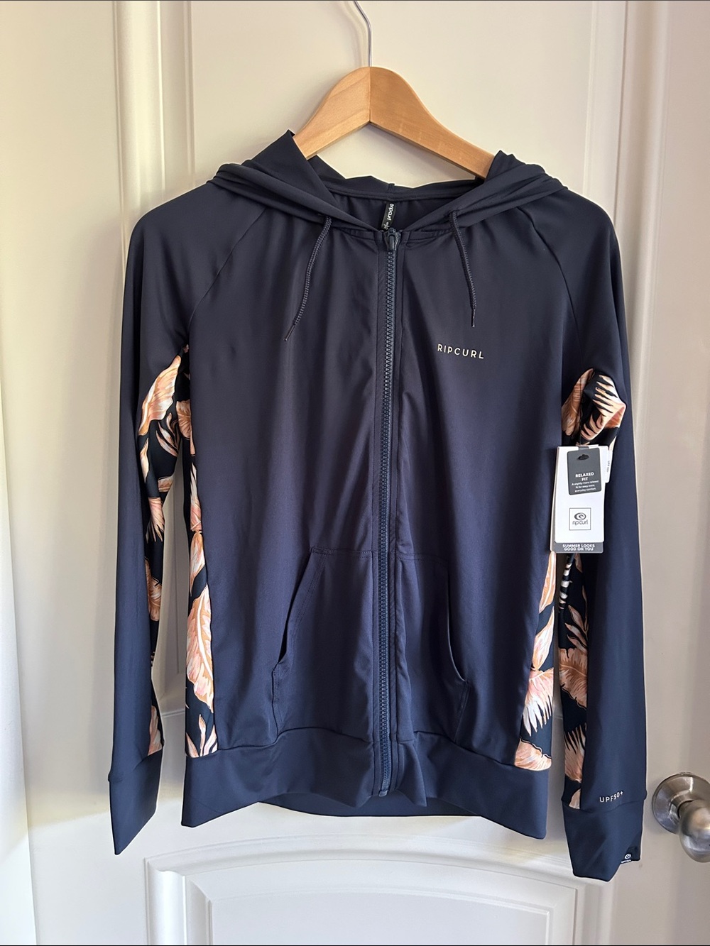 Rip Curl Navy Zip Hoodie sun shirt NWT